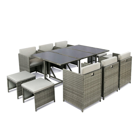 Athena - Grey Rattan Cube Dining Set - 10 Seats