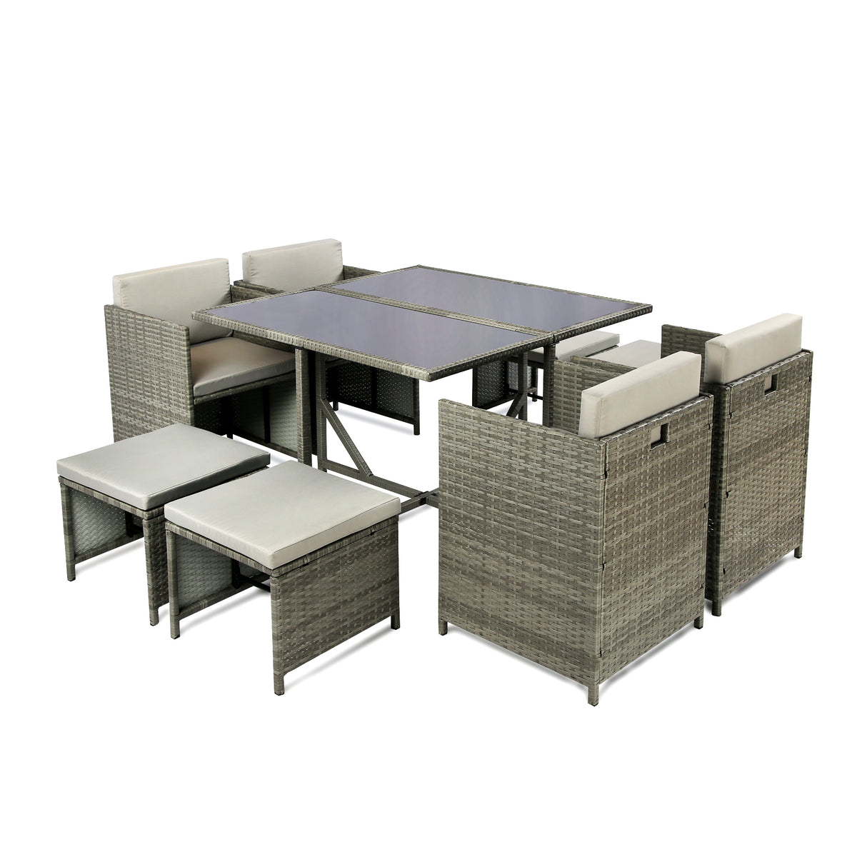 Athena - Grey Rattan Cube Dining Set - 8 & 10 Seats