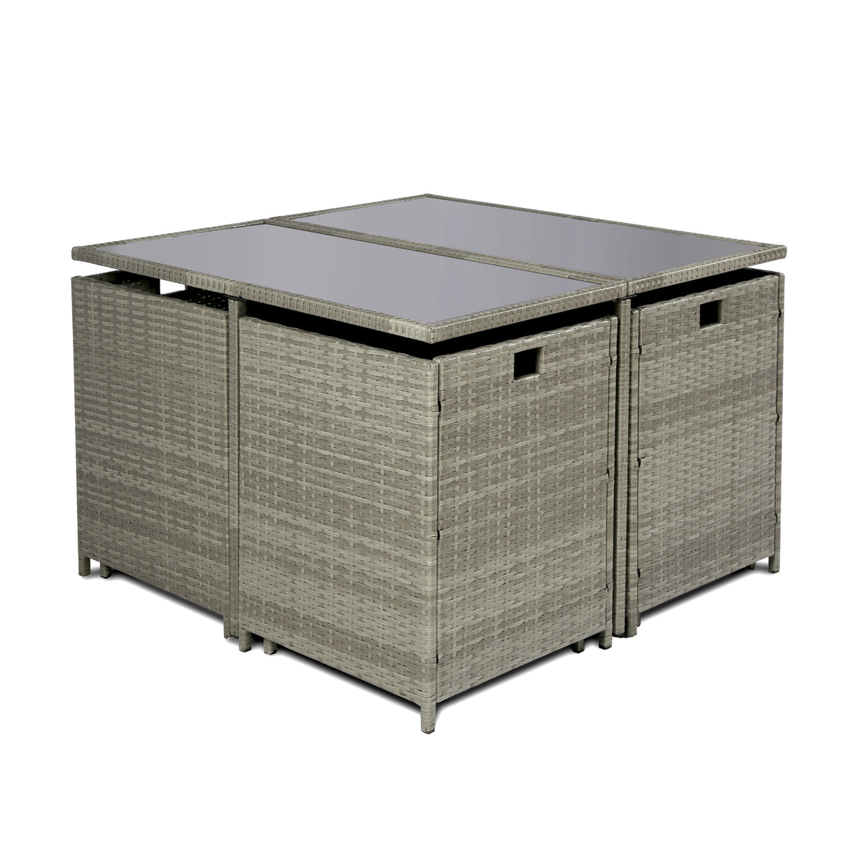 Athena - Grey Rattan Cube Dining Set - 8 Seats