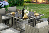 Athena - Grey Rattan Cube Dining Set - 8 Seats