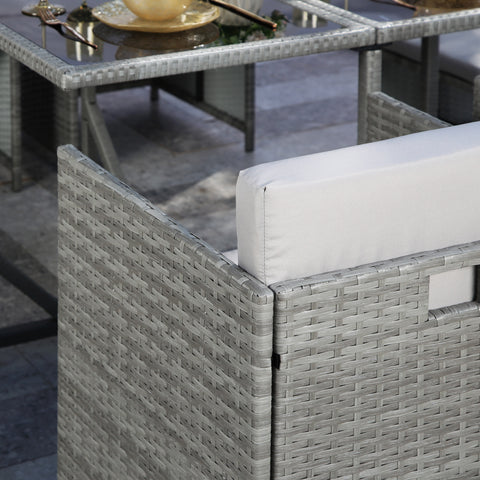 Athena - Grey Rattan Cube Dining Set - 8 Seats