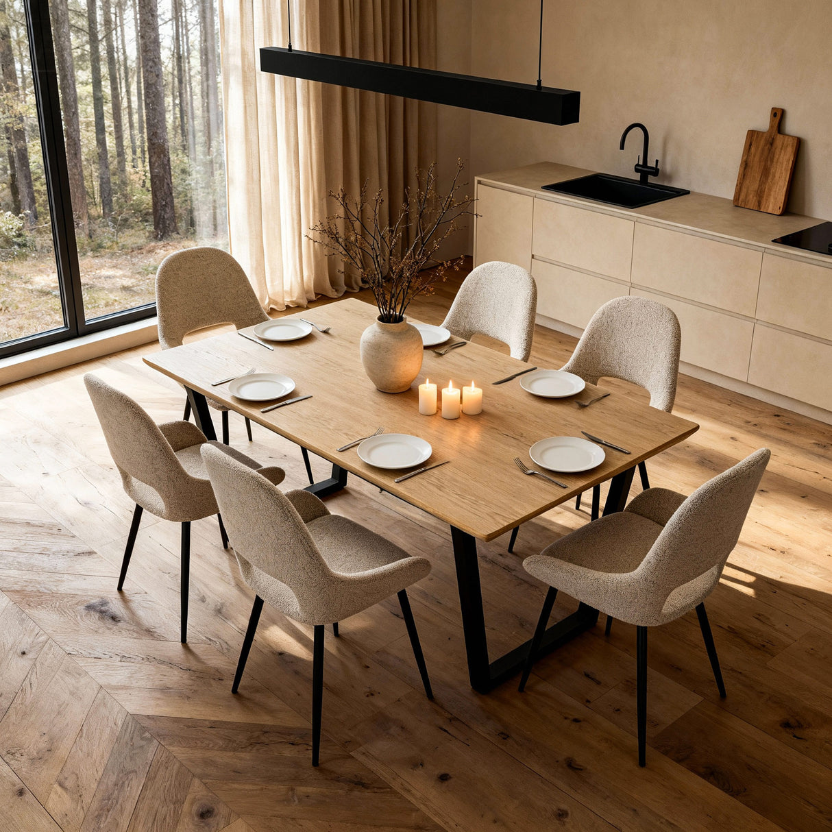 ATLAS - Oak Dining Table - 6 seats - 160x90cm