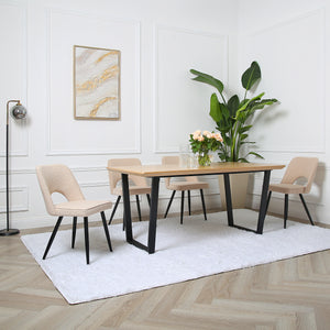 Thetis Dining Set - Oak Table & Boucle Chairs