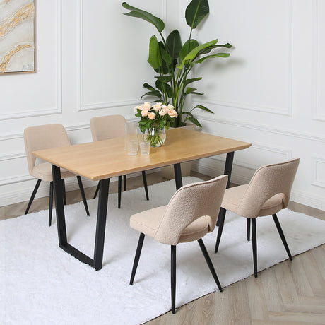 Thetis Dining Set - Oak Table with Boucle Chairs