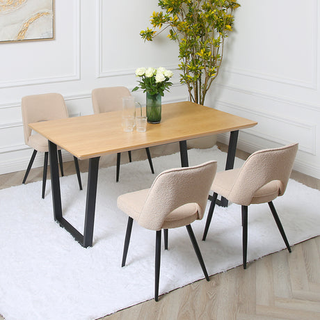 Thetis Dining Set - Oak Table with Boucle Chairs