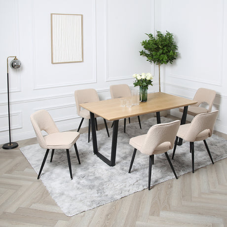 Thetis Dining Set - Oak Table with Boucle Chairs