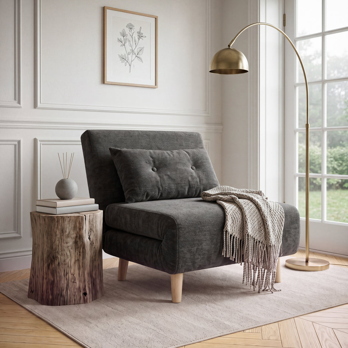 Aurora Single Sofa Bed Chair in Premium Fabric - 1 Seater