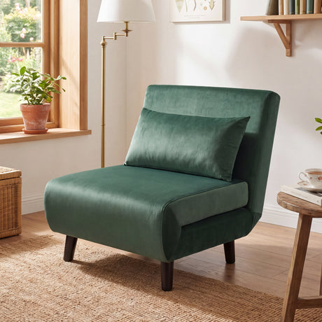Aurora Single Sofa Bed Chair in Velvet - 1 Seater