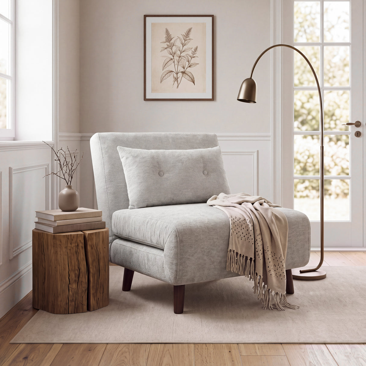 Aurora Single Sofa Bed Chair in Premium Fabric - 1 Seater