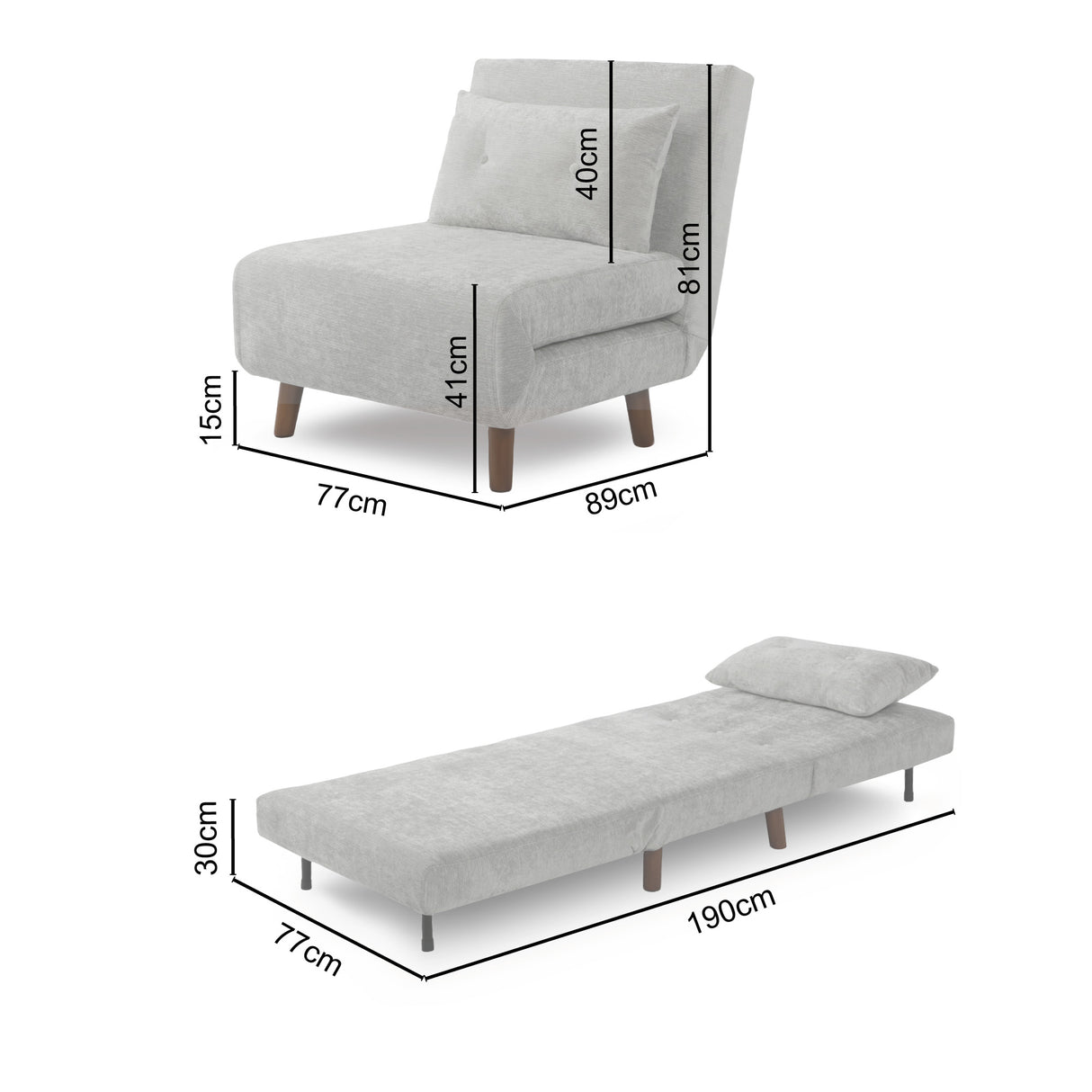 Aurora - Single Sofa Bed Chair in Premium Fabric- 1 Seater
