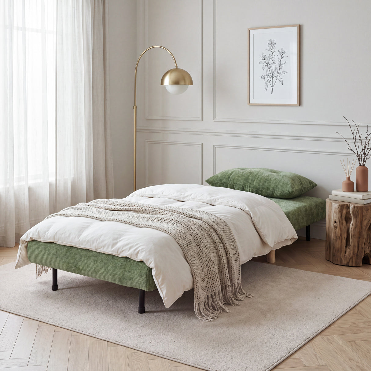 Aurora Single Sofa Bed Chair in Premium Fabric - 1 Seater