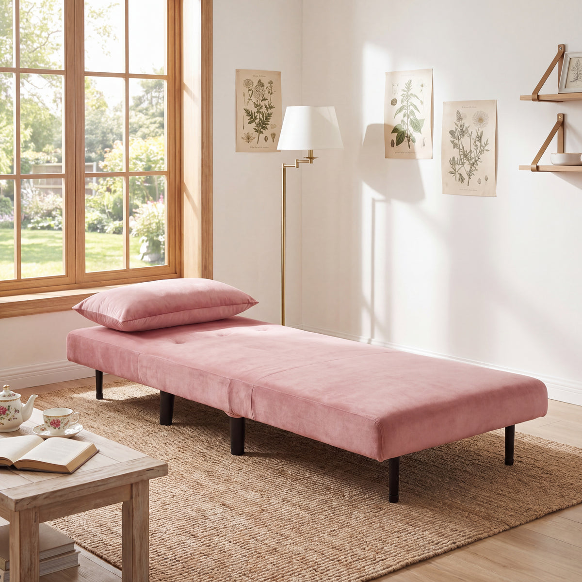 Aurora Single Sofa Bed Chair in Velvet - 1 Seater