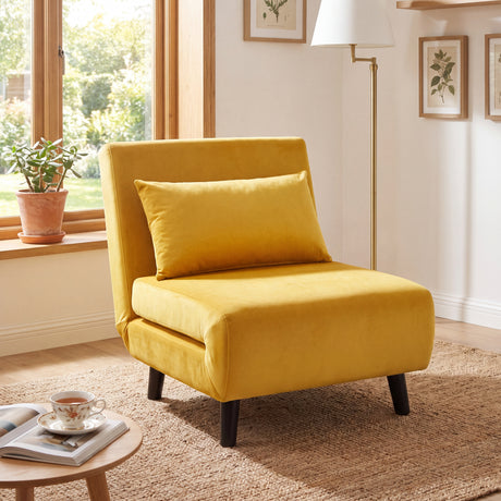Aurora Single Sofa Bed Chair in Velvet - 1 Seater