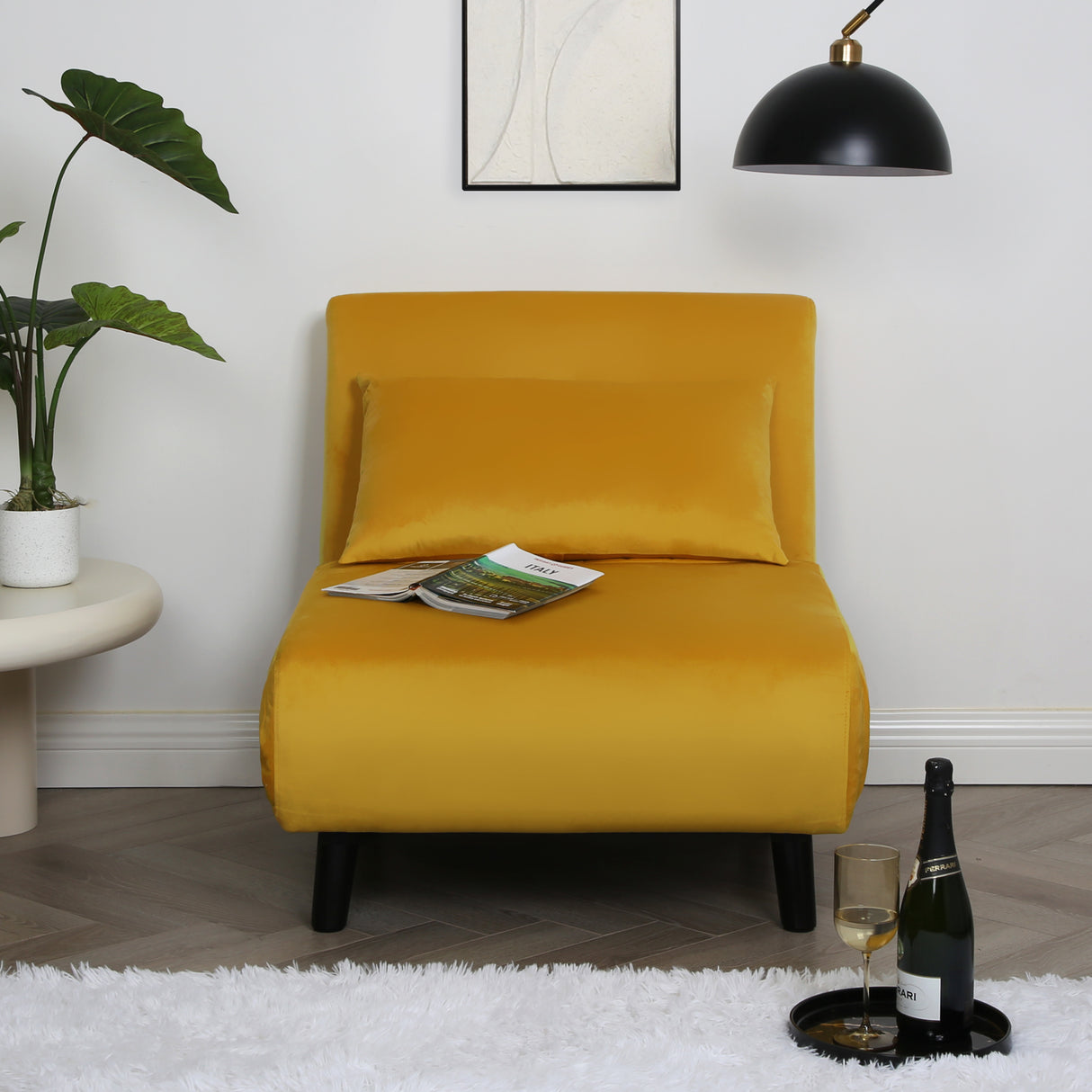 Aurora - Single Bed Chair Sofa in Velvet - 1 Seater