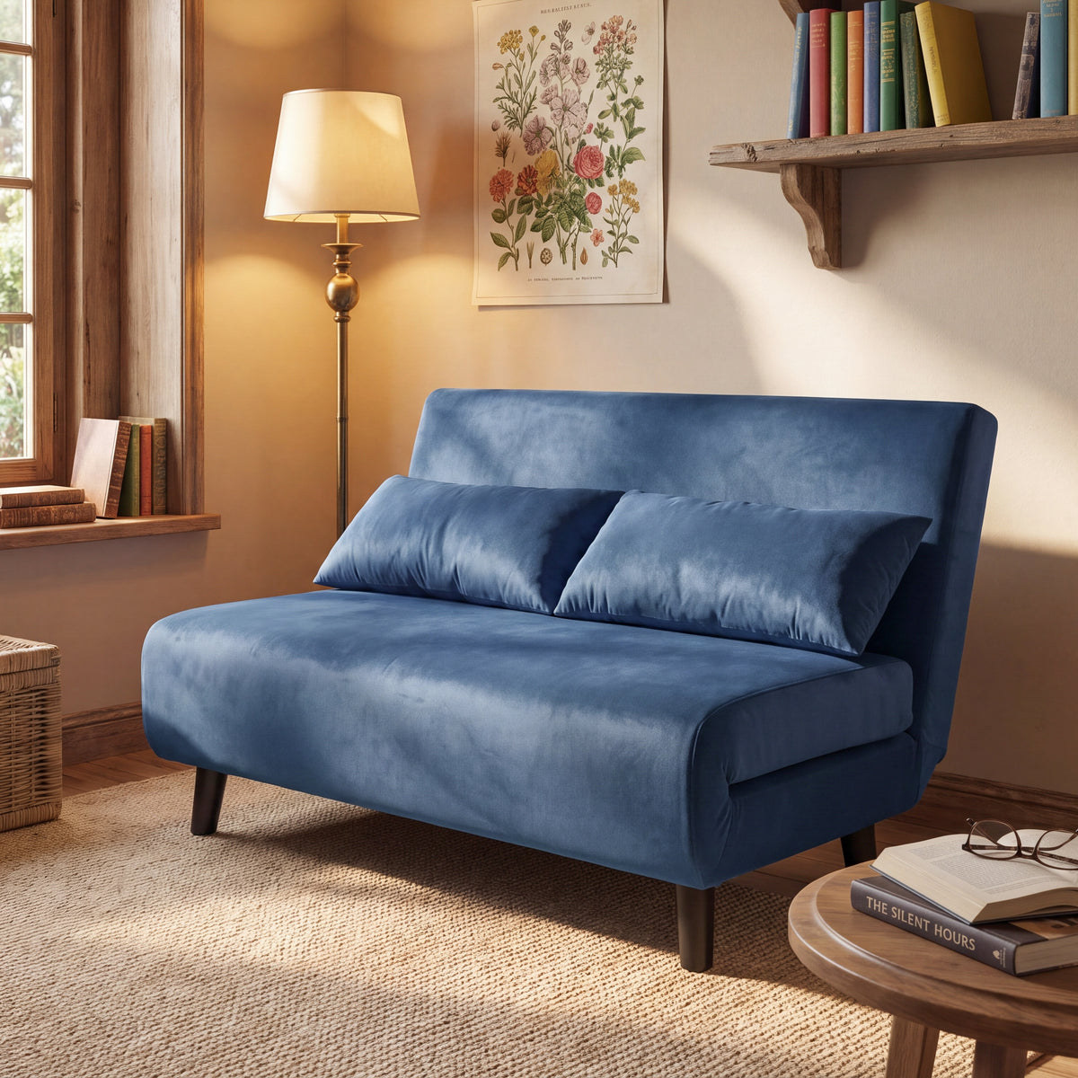Aurora Small Double Sofa Bed in Velvet - 2 Seater
