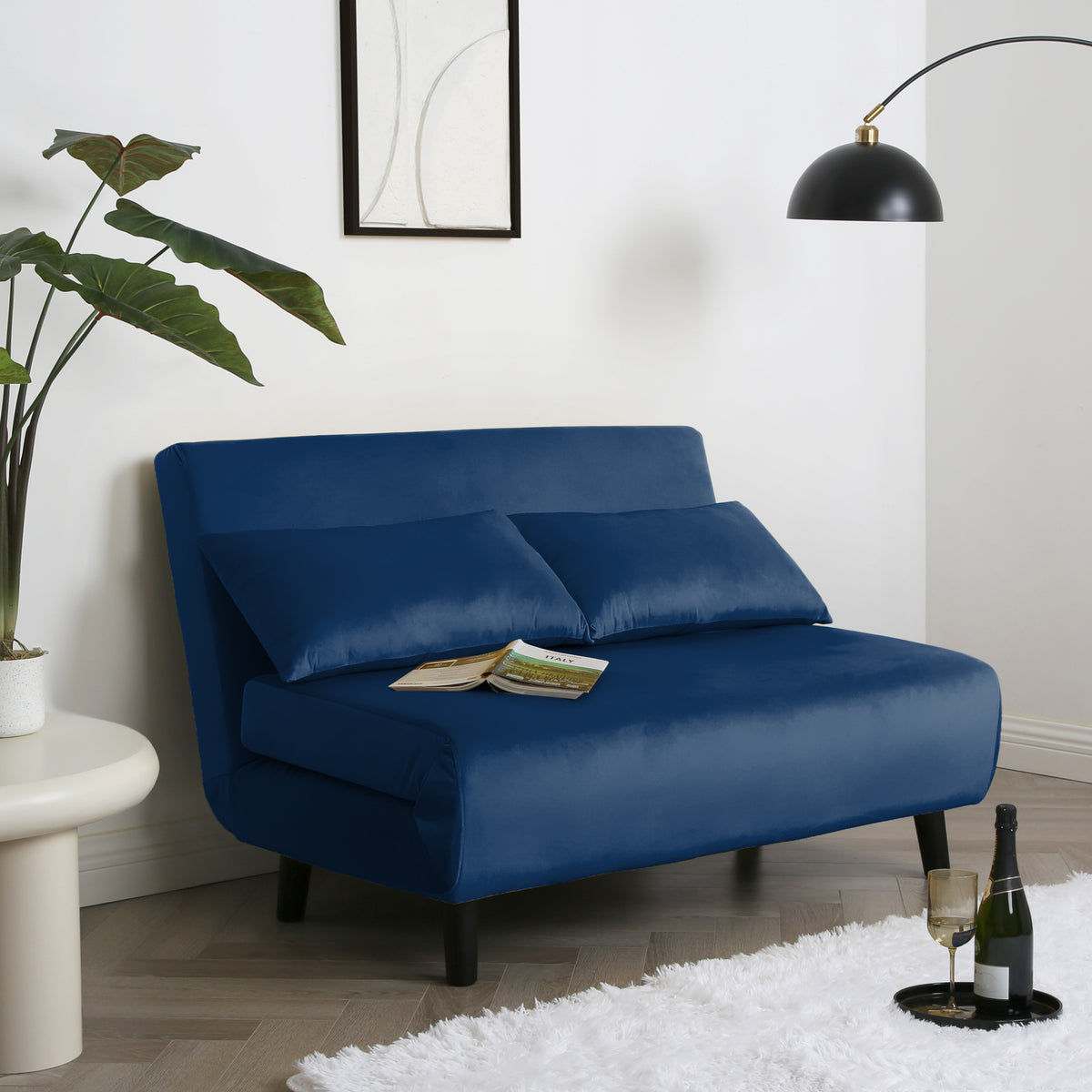 Aurora - Small Double Sofa Bed in Velvet - 2 Seater