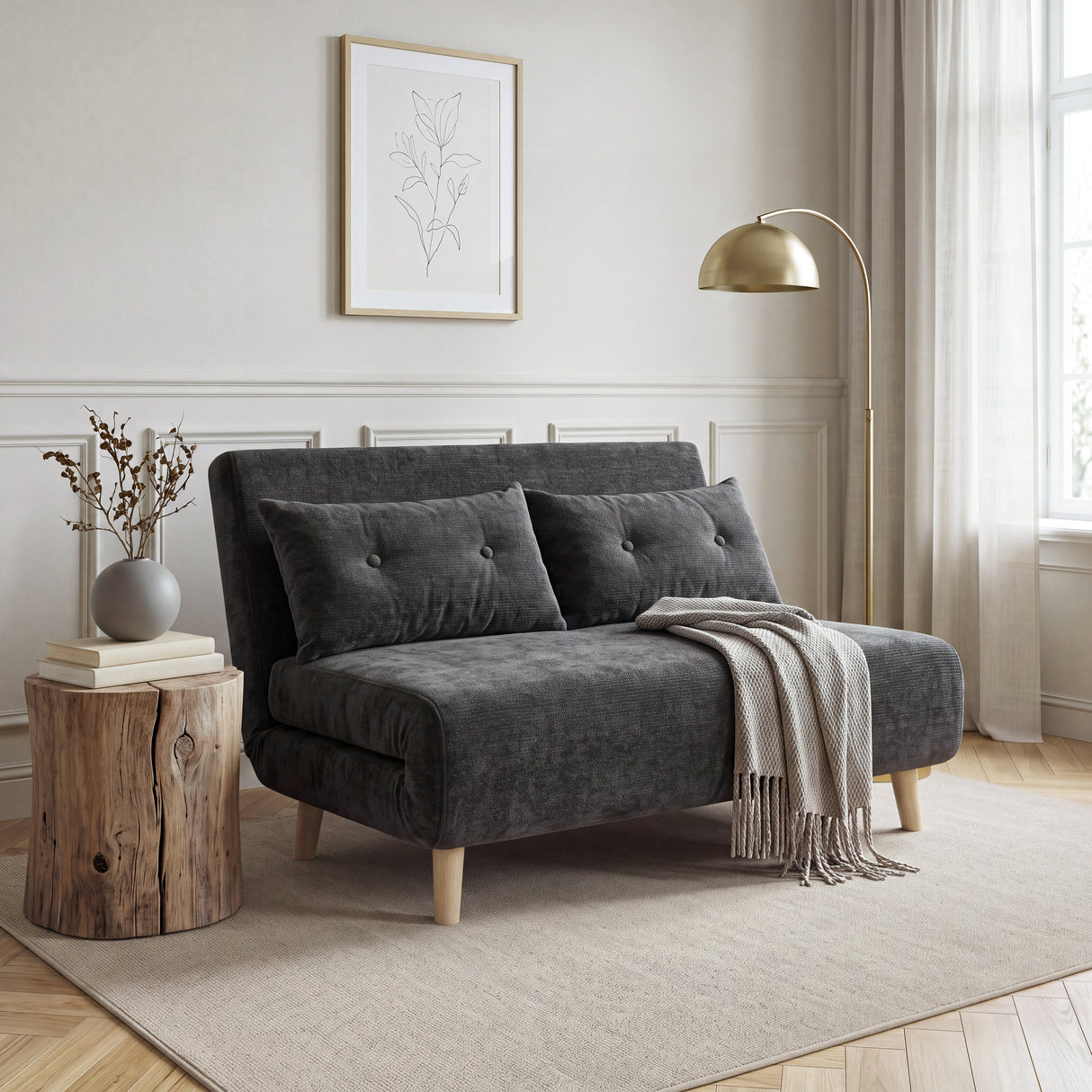 Aurora Small Double Sofa Bed in Premium Fabric - 2 Seater
