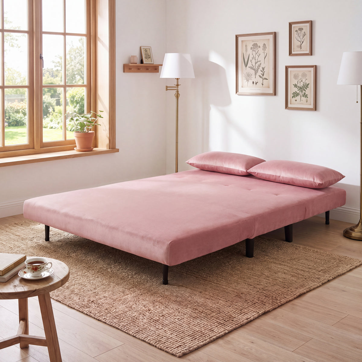 Aurora Small Double Sofa Bed in Velvet - 2 Seater