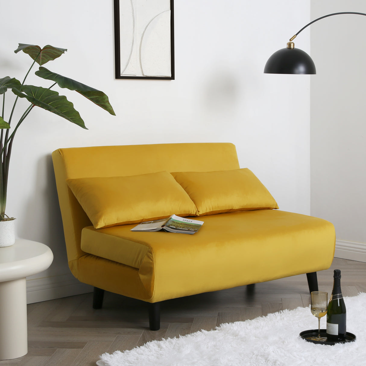 Aurora - Small Double Sofa Bed in Velvet - 2 Seater