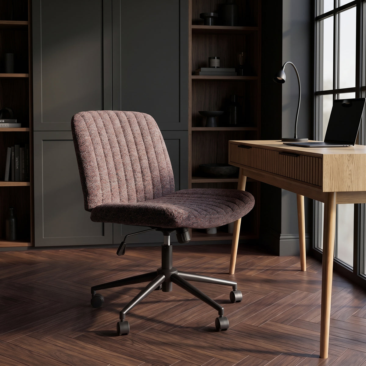 BAO BUN Tweed Fabric Swivel Office Chair