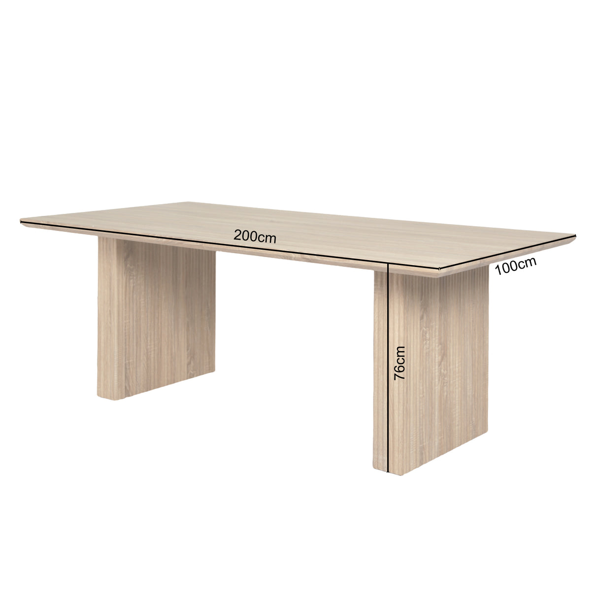 Brizo - Wood-Pale Oak Effect Rectangular Dining Table – 6 Seater (200 x 100 cm)