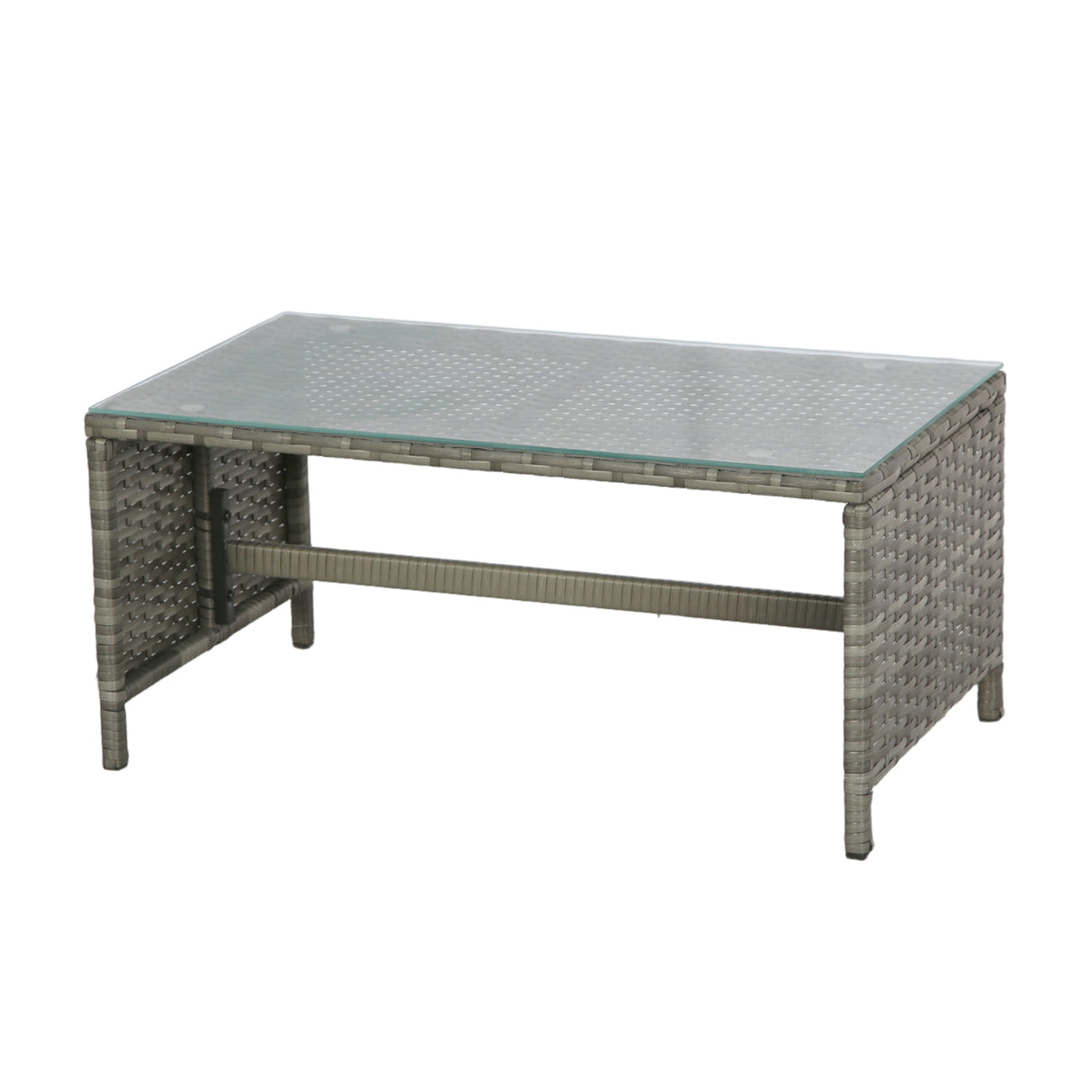Bude - Rattan Corner Sofa Set with Coffee Table - Grey