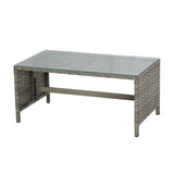 Bude - Rattan Corner Sofa Set with Coffee Table - Grey