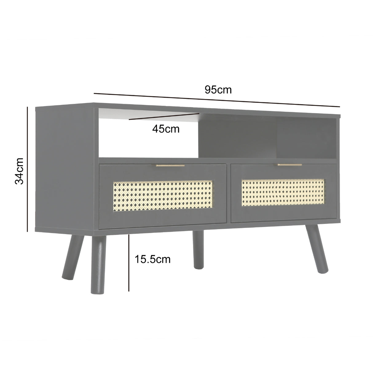 Craven - Corner TV Unit - Cane Front - Black