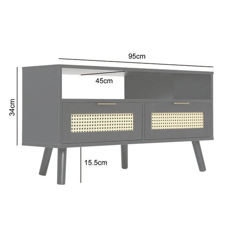 Craven - Corner TV Unit - Cane Front - Black