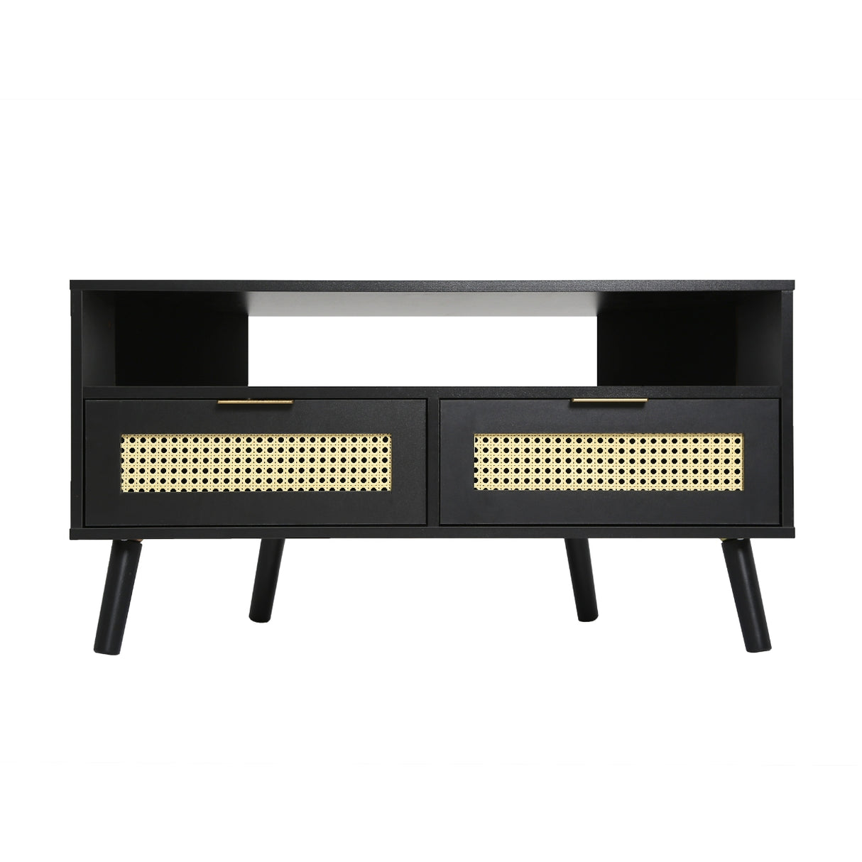 Craven - Corner TV Unit - Cane Front - Black