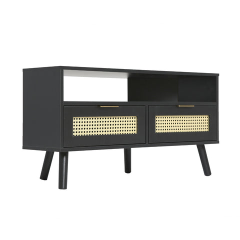 Craven - Corner TV Unit - Cane Front - Black