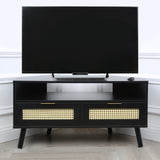 Craven - Corner TV Unit - Cane Front - Black