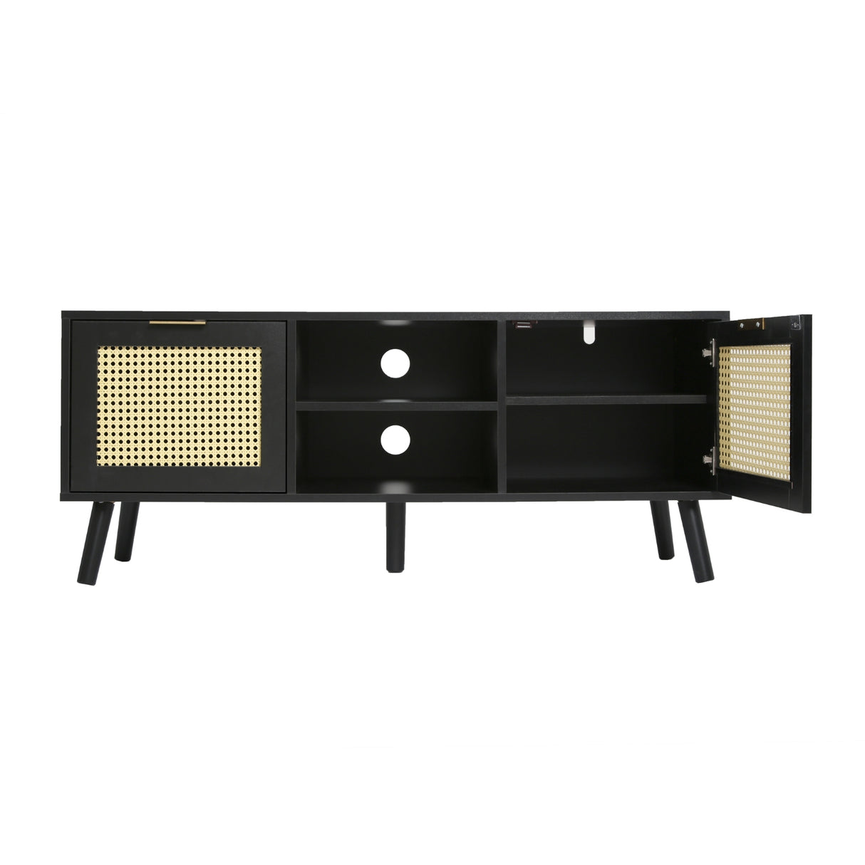 Craven - TV Unit - Cane Front - Black