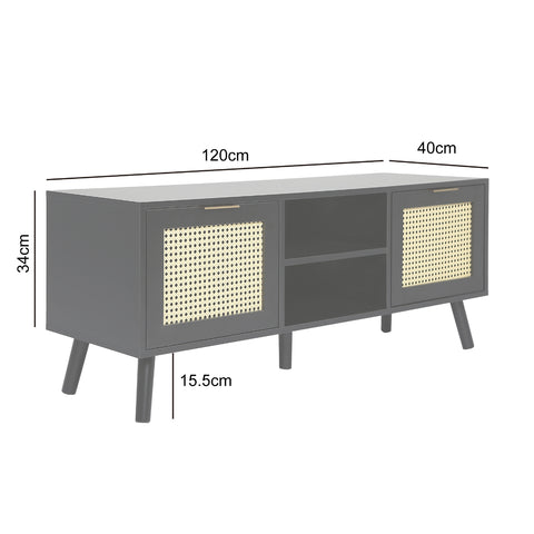 Craven - TV Unit - Cane Front - Black