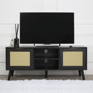 Craven TV Unit  Black- Cane Front 