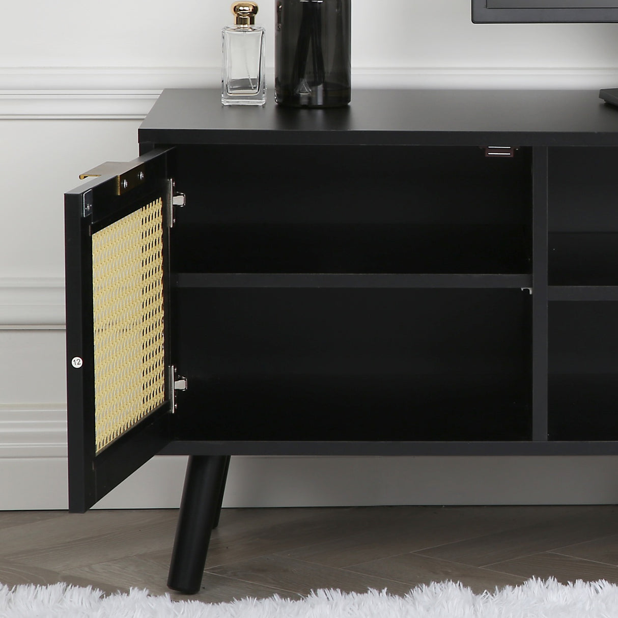 Craven - TV Unit - Cane Front - Black