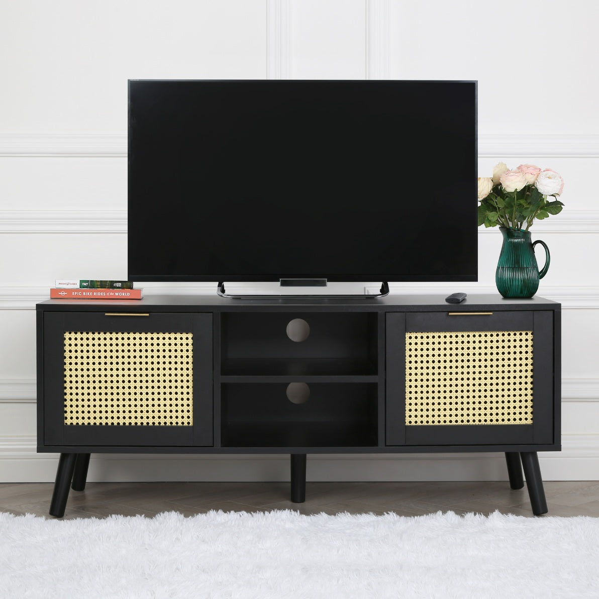 Craven - TV Unit - Cane Front - Black