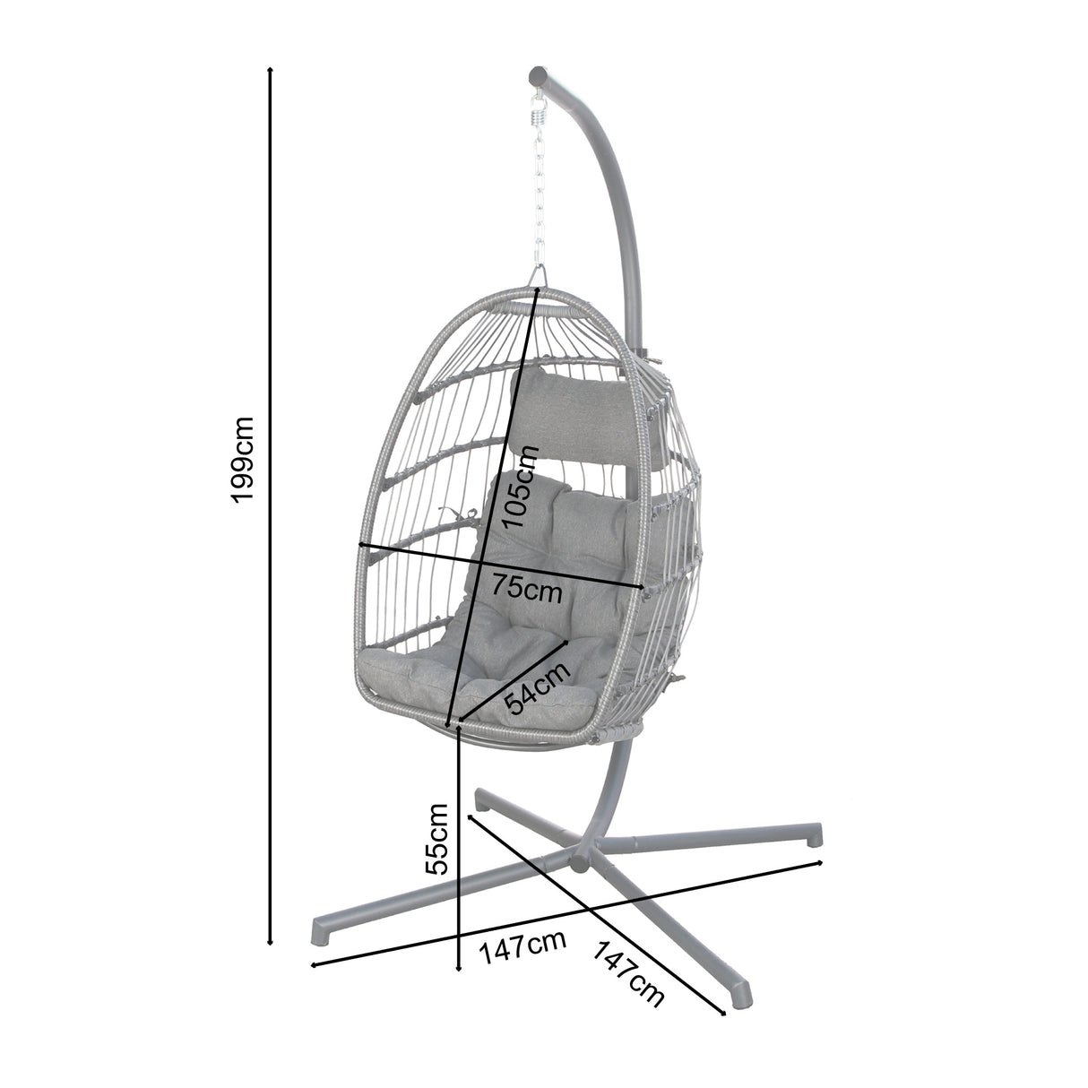 Chara Garden Egg Hanging Chair - Rattan Swing Chair