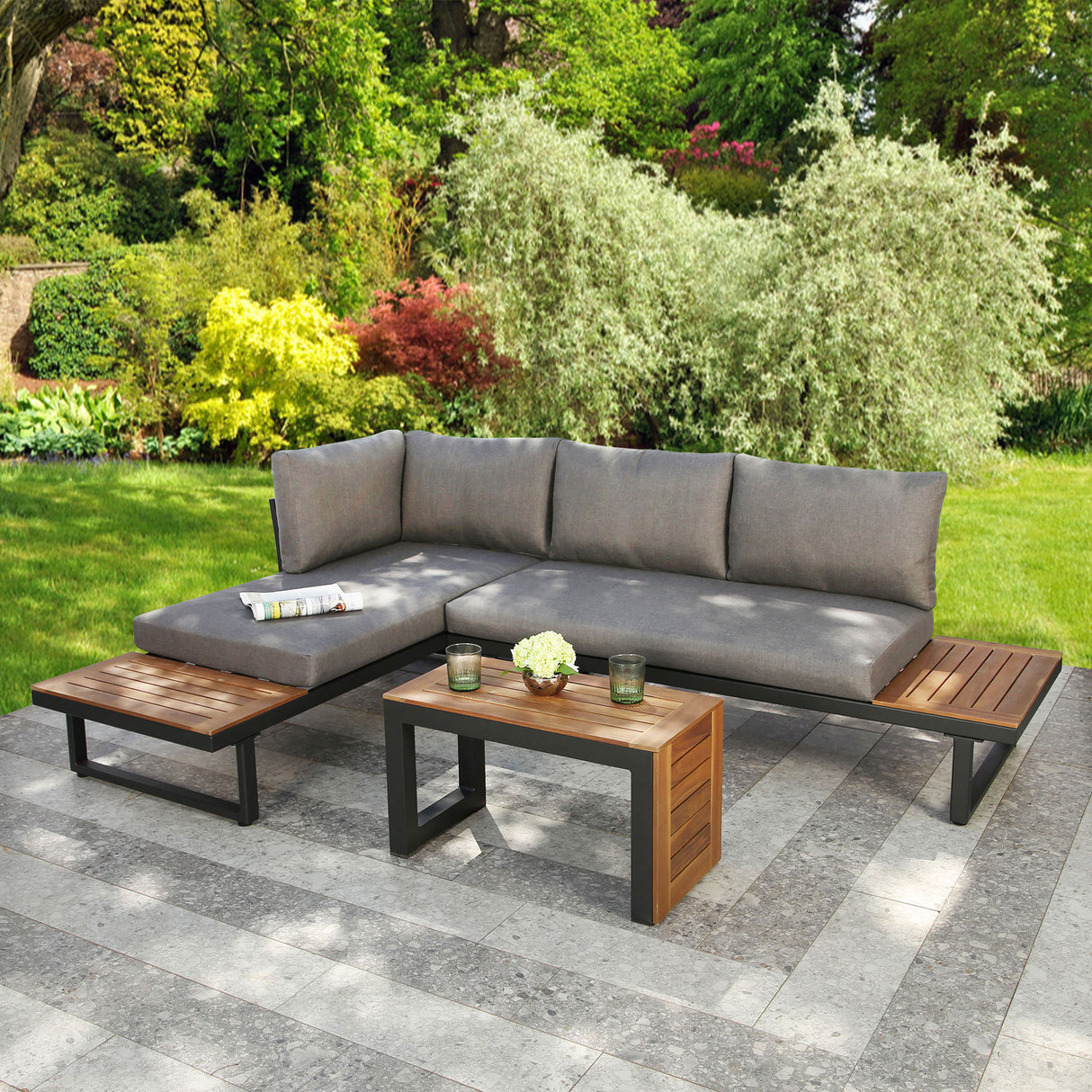 Demeter - Garden Modular Corner Sofa - Convertible into x2 Sun Loungers