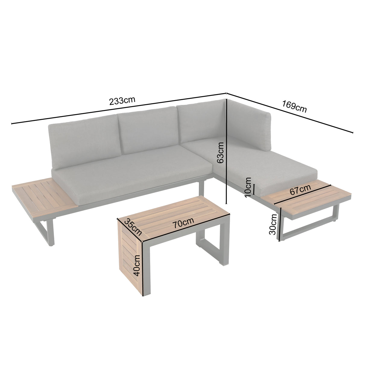 Demeter - Garden Modular Corner Sofa - Convertible into x2 Sun Loungers