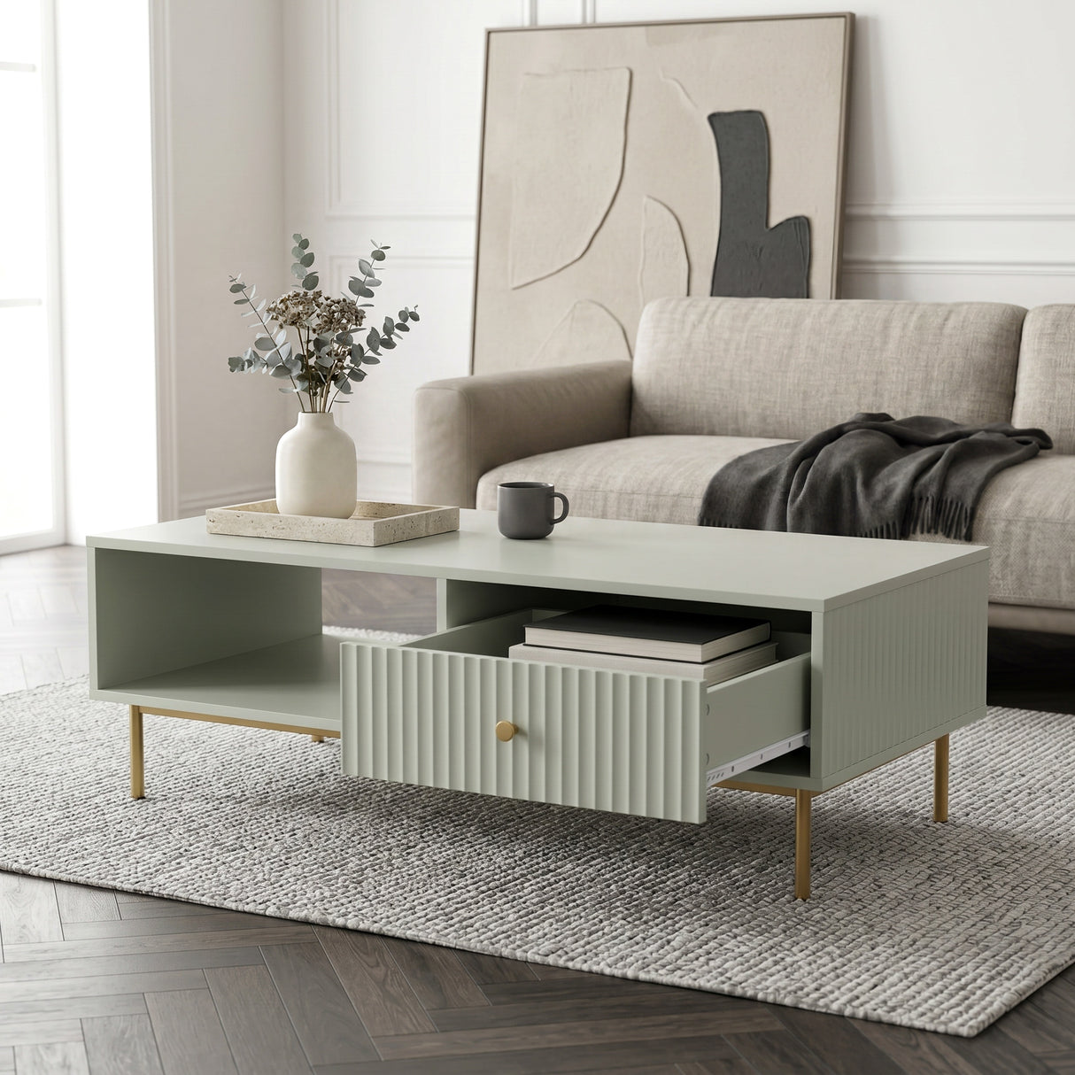 Devon Rectangular Coffee Table with Drawers - 4 Colours