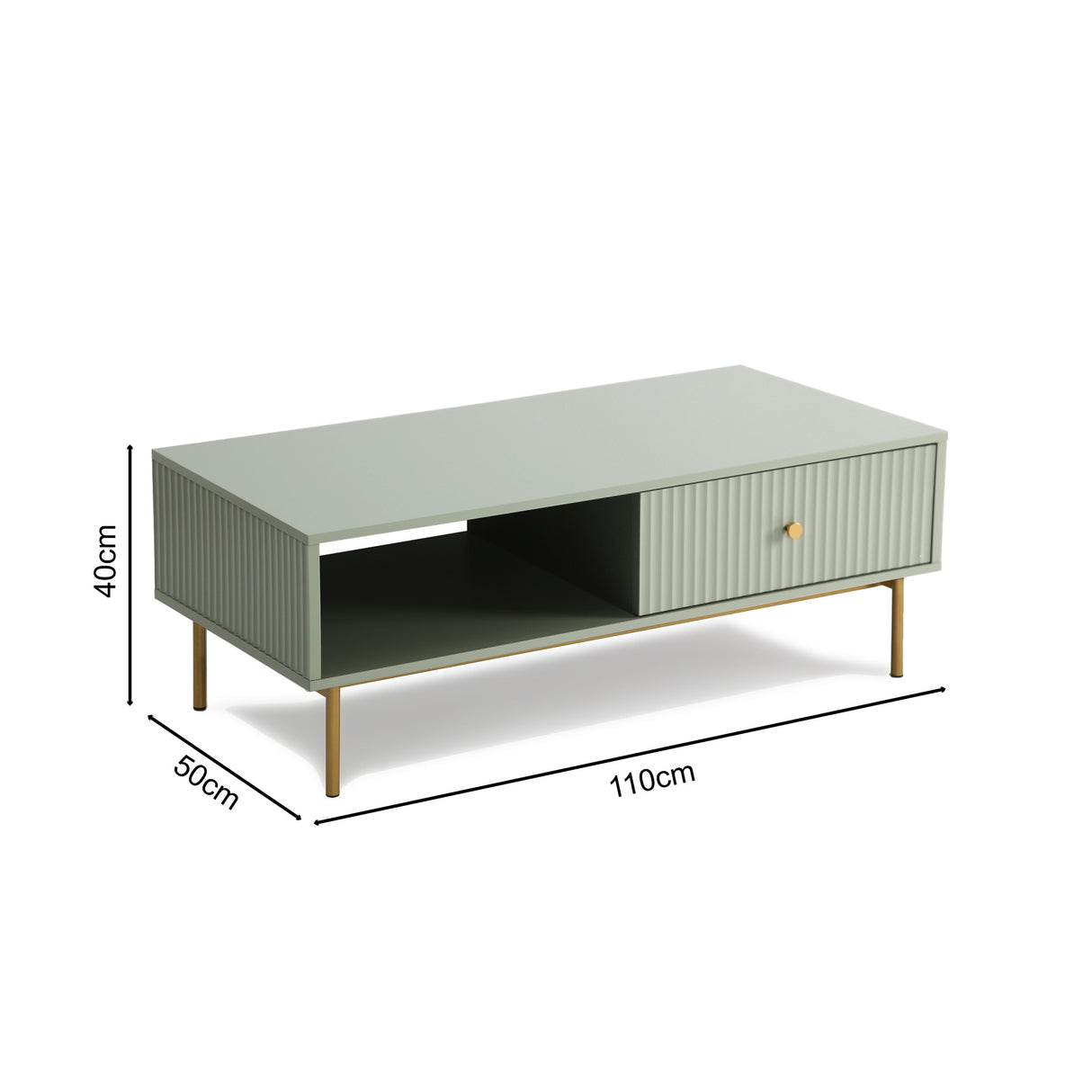 Devon – Rectangular Coffee Table with Drawers – White, Black, Grey, or Sage Green
