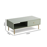 Devon – Rectangular Coffee Table with Drawers – White, Black, Grey, or Sage Green