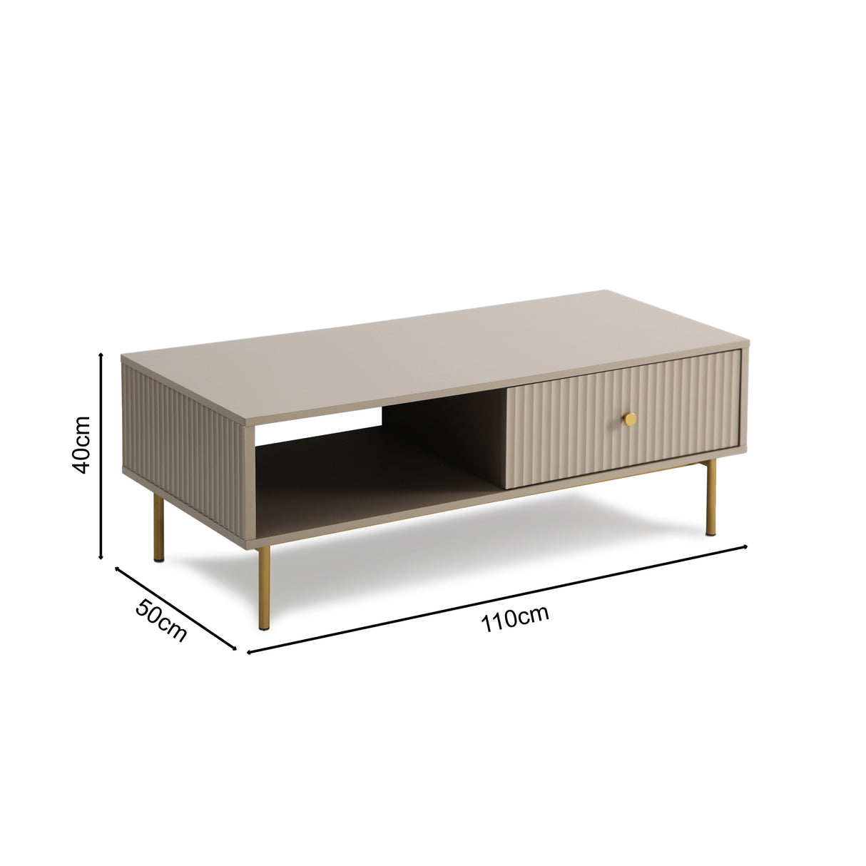 Devon – Rectangular Coffee Table with Drawers – White, Black, Grey, or Sage Green