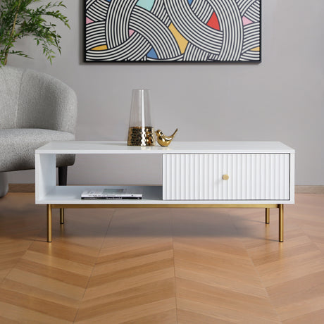 Devon – Rectangular Coffee Table with Drawers – White, Black, Grey, or Sage Green