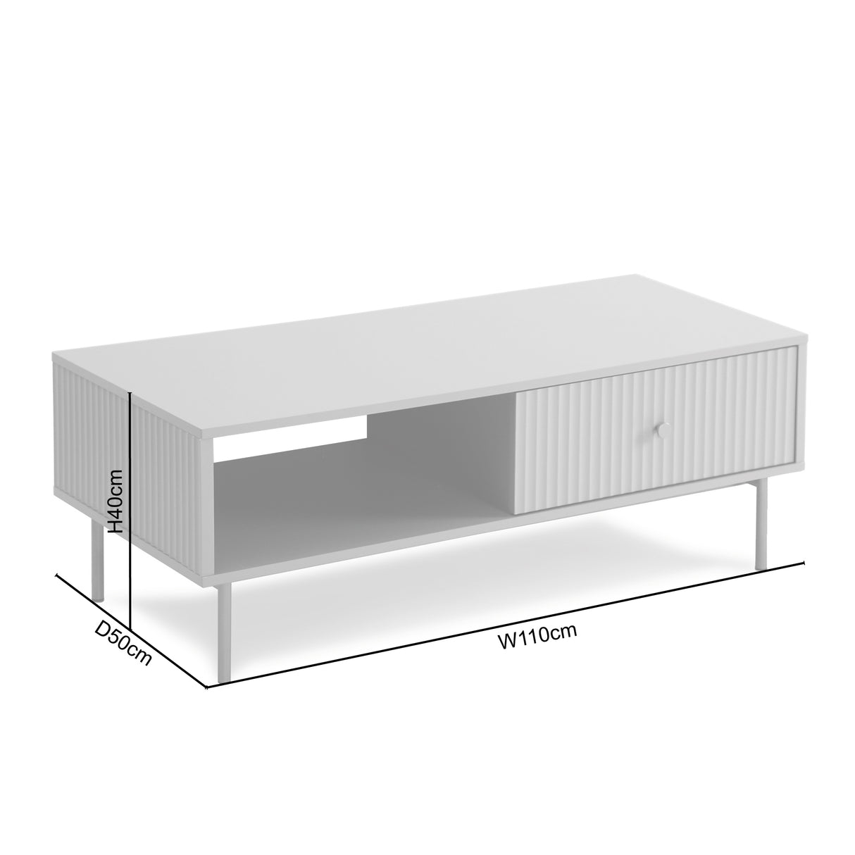 Devon – Rectangular Coffee Table with Drawers – White, Black, Grey, or Sage Green