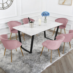Dunelm Dining Set - Marble Table and Velvet Chairs