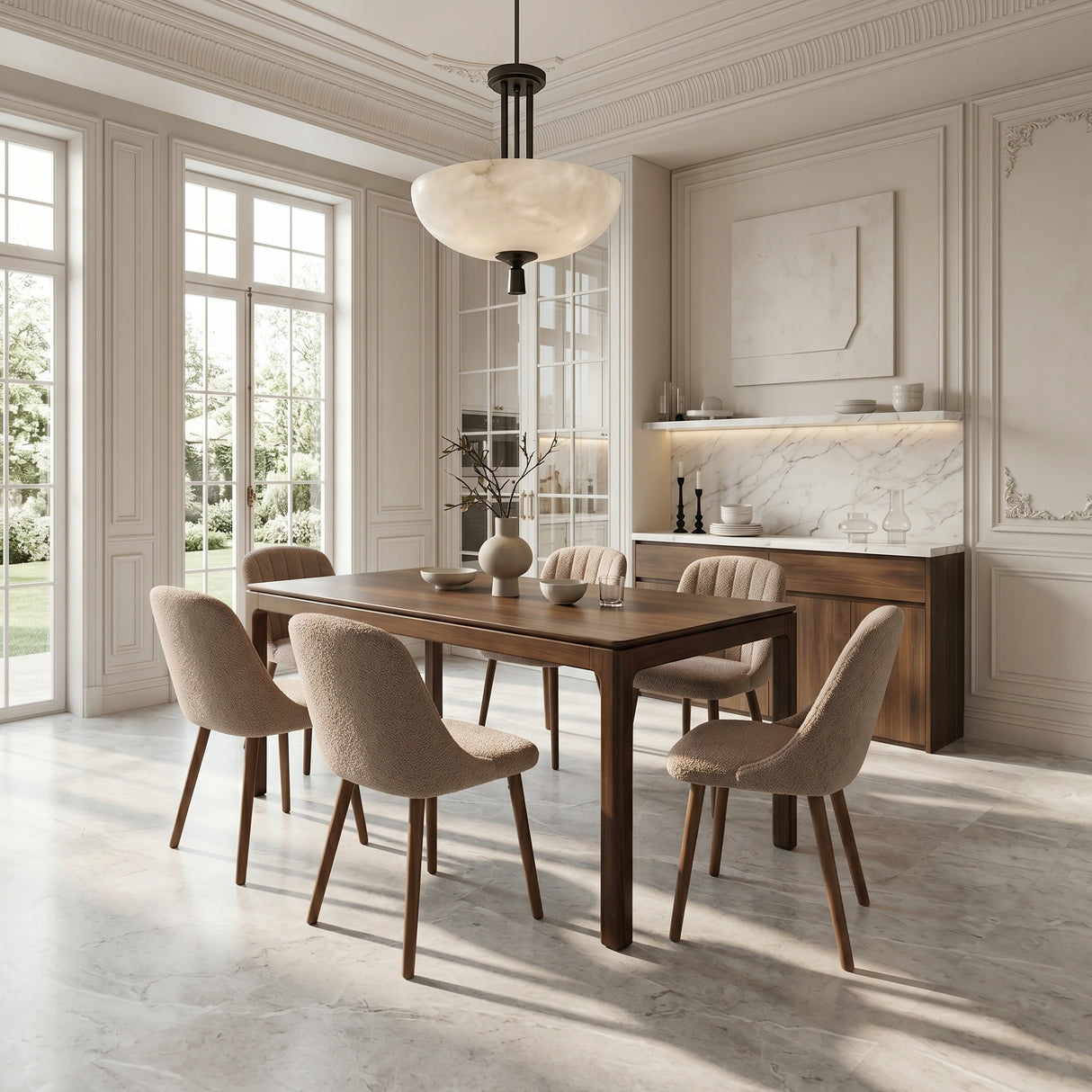 Emilia Dining Chairs Set of 2 – Boucle Upholstered Modern Dining Chairs