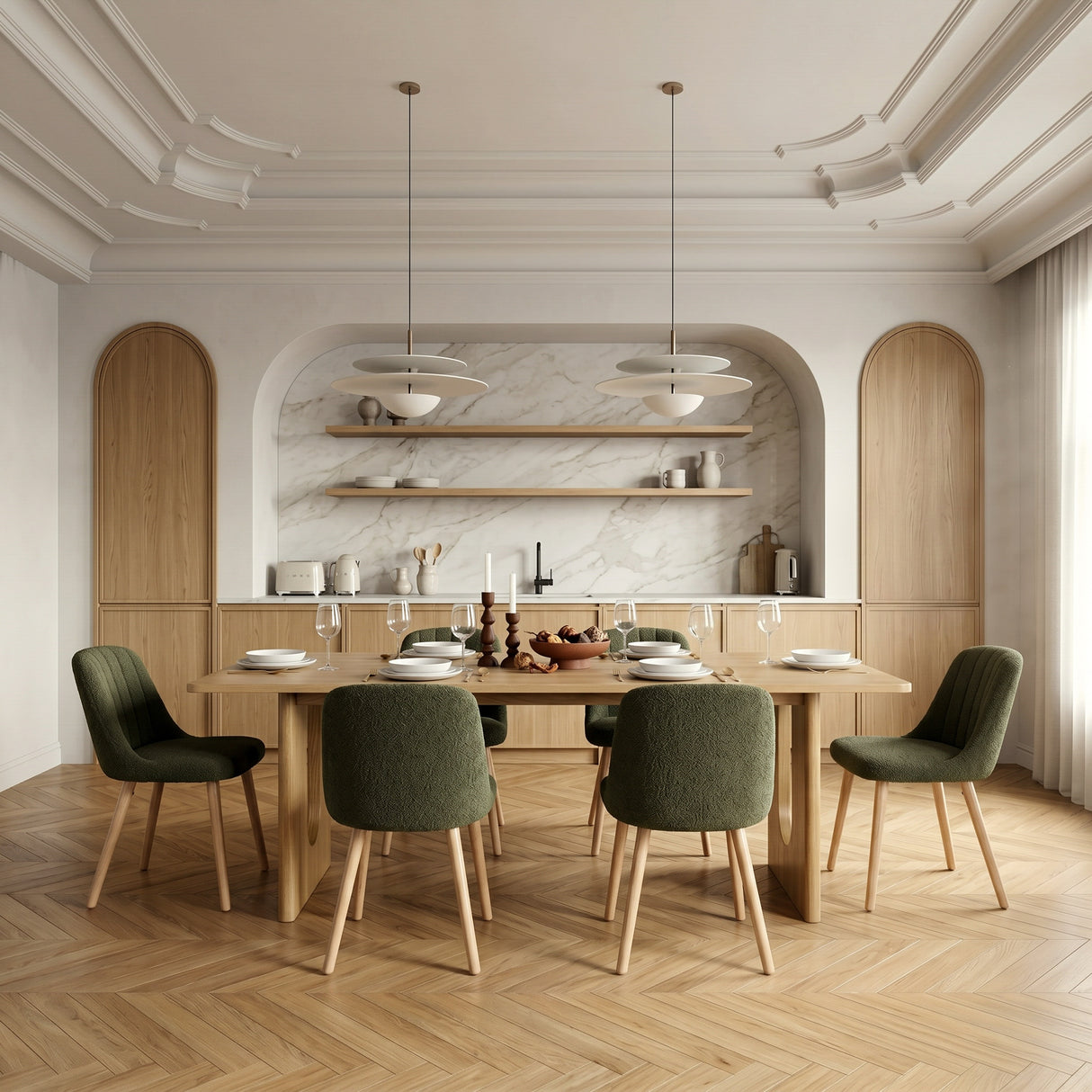 Emilia Dining Chairs Set of 2 – Boucle Upholstered Modern Dining Chairs