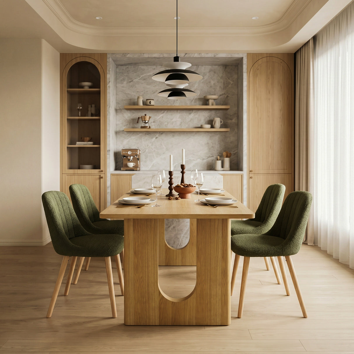 Emilia Dining Chairs Set of 2 – Boucle Upholstered Modern Dining Chairs